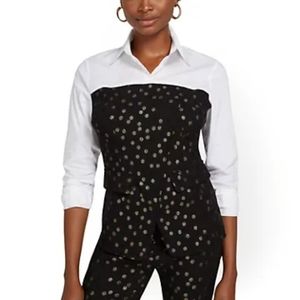 New York & Company Whitney Polka-Dot Twofer Top Size M